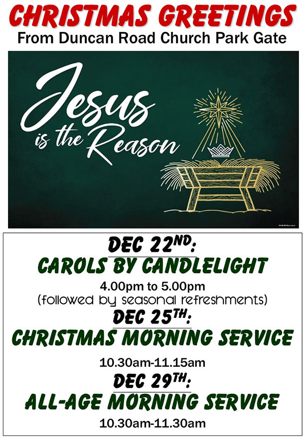 Carols by Candlelight Christmas Greetings 2024 Duncan Road Church